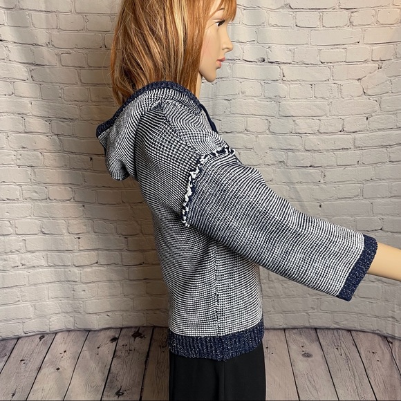 EVA MENDES Sweatshirt Hoodie Size M (runs small) Blue Silver Knit - Picture 3 of 8